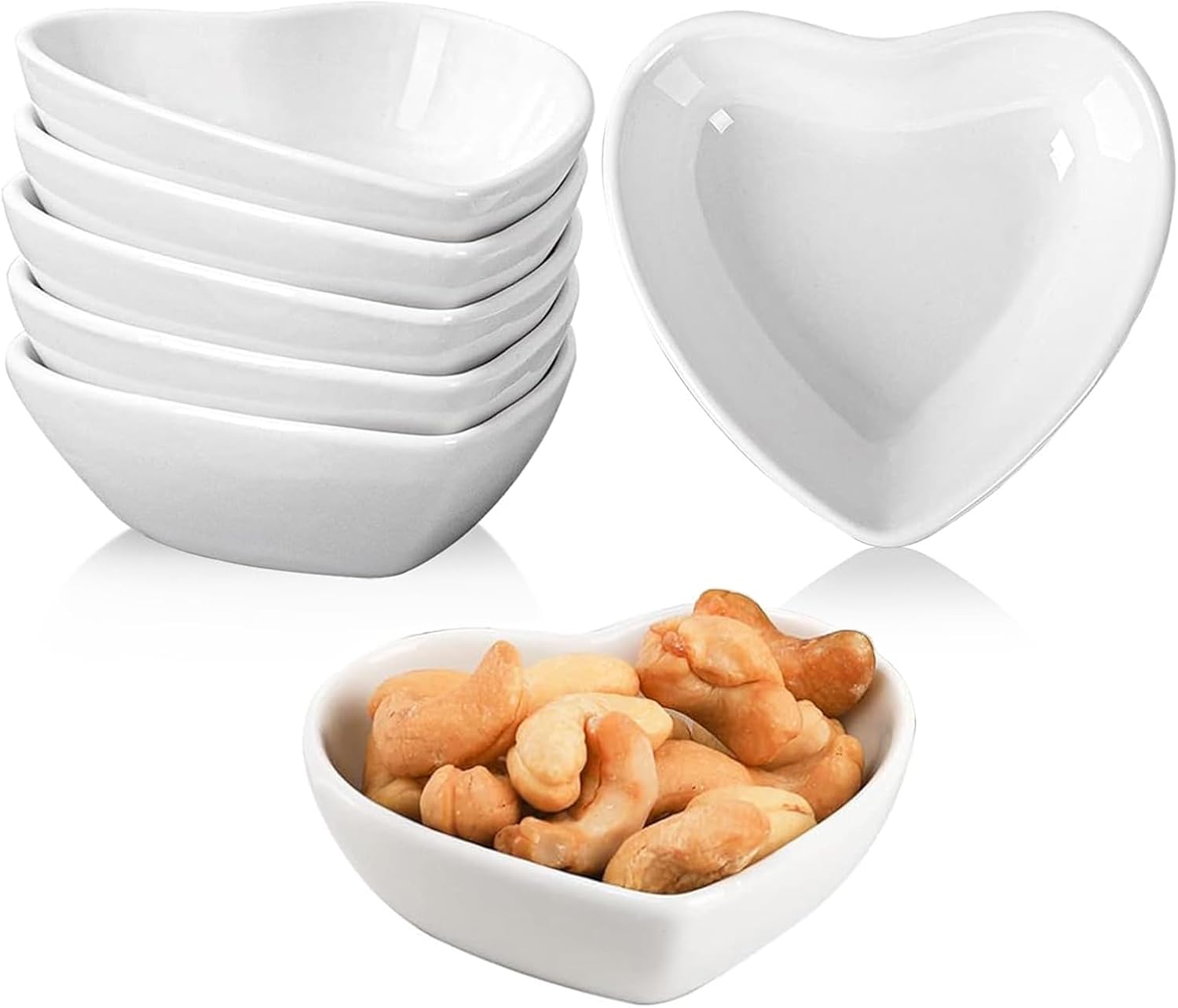 Set Mit 6 Herzförmigen Keramik-dipschalen, Sojasaucenschälchen, Mini-schalen, Gewürzschälchen, Für Sushi, Gewürze, Servierschalen