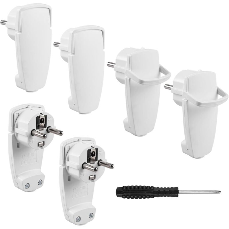 Schuko-winkelstecker 250 V – 16 A Mit Schutzart Ip20 Und Klappgriff – 6er-pack Flache Europäische Stecker