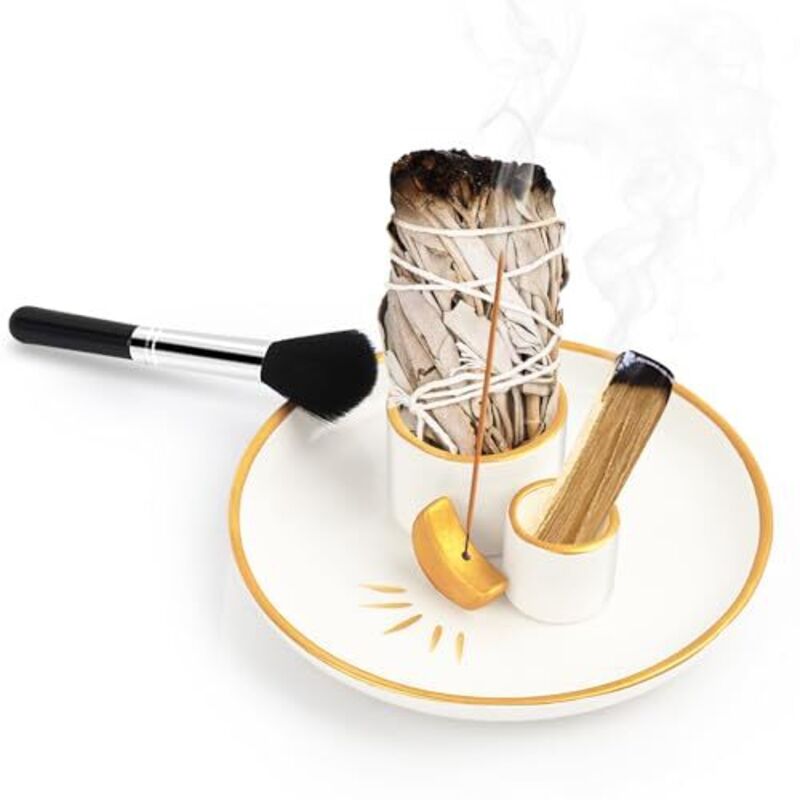 Mondförmiger Räuchergefäß Aus Keramik – Stäbchenhalter, Palo Santo, Meditation, Spritzwassergeschützte Schale – Ulisem