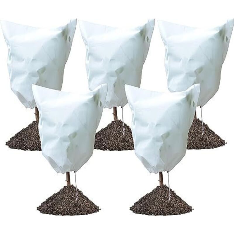Set Mit 5 Frostgeschützten Pflanzenabdeckungen Mit Kordelzug, Wiederverwendbare, Warme Abdeckung Für Sträucher, Zum Schutz Vor Tieren Und Vögeln (80 X 100 Cm)