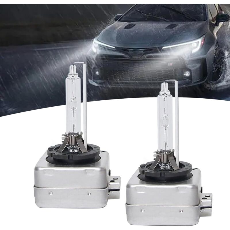 2er-pack D1s Autoscheinwerferlampen, Kaltweiß 6000k, Superhell, Mit Schnappring Und Metallsockel.