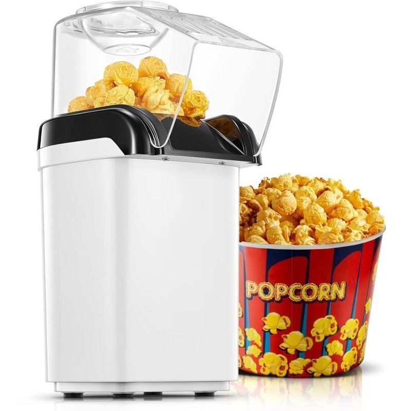 Popcornmaschine 1200 W, Einfache Bedienung, In 2 Minuten Betriebsbereit, Überhitzungsschutz, Weiß -ulisem