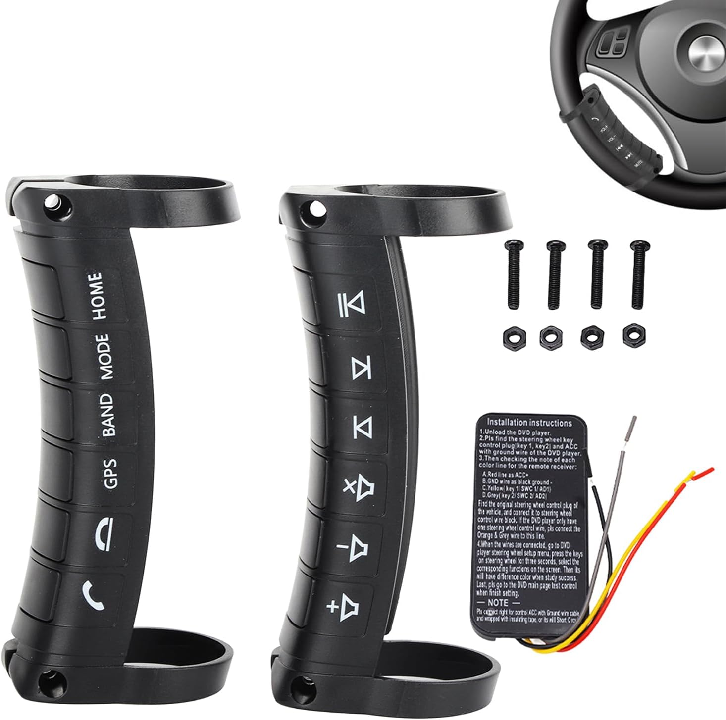Universelle Drahtlose Lenkradfernbedienung – Kompatibel Mit Auto-dvd-/radio-/navigationssystemen, Plug-&-play-fernbedienungstaste
