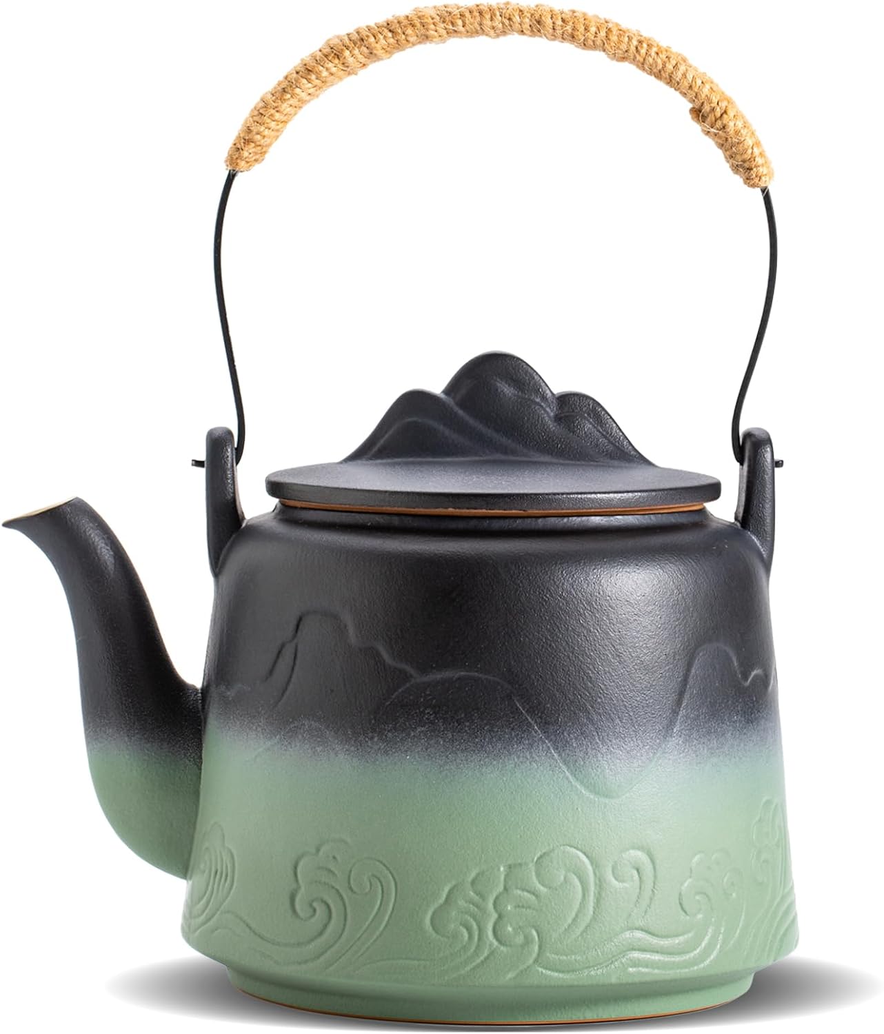 Vintage Japanische Teekanne, 1000 Ml, Geprägte Japanische Teekanne Mit Integriertem Teesieb Für Losen Tee, Chinesischer Keramik-teesieb Mit Hanfseilgriff