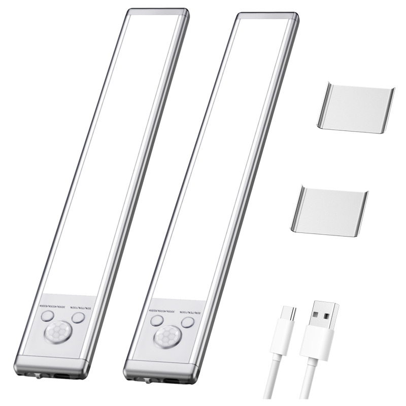 Set Mit 2 Led-nachtlichtern Mit Magnetischer Induktion, Kontaktladung Und Selbstklebendem Sensor Für Kleiderschrank/flur/küche
