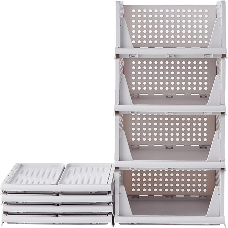 Set Mit 4 Stapelbaren Und Faltbaren Schrankorganisatoren Für Schubladen, Kleiderschrank, Küche Und Badezimmer.