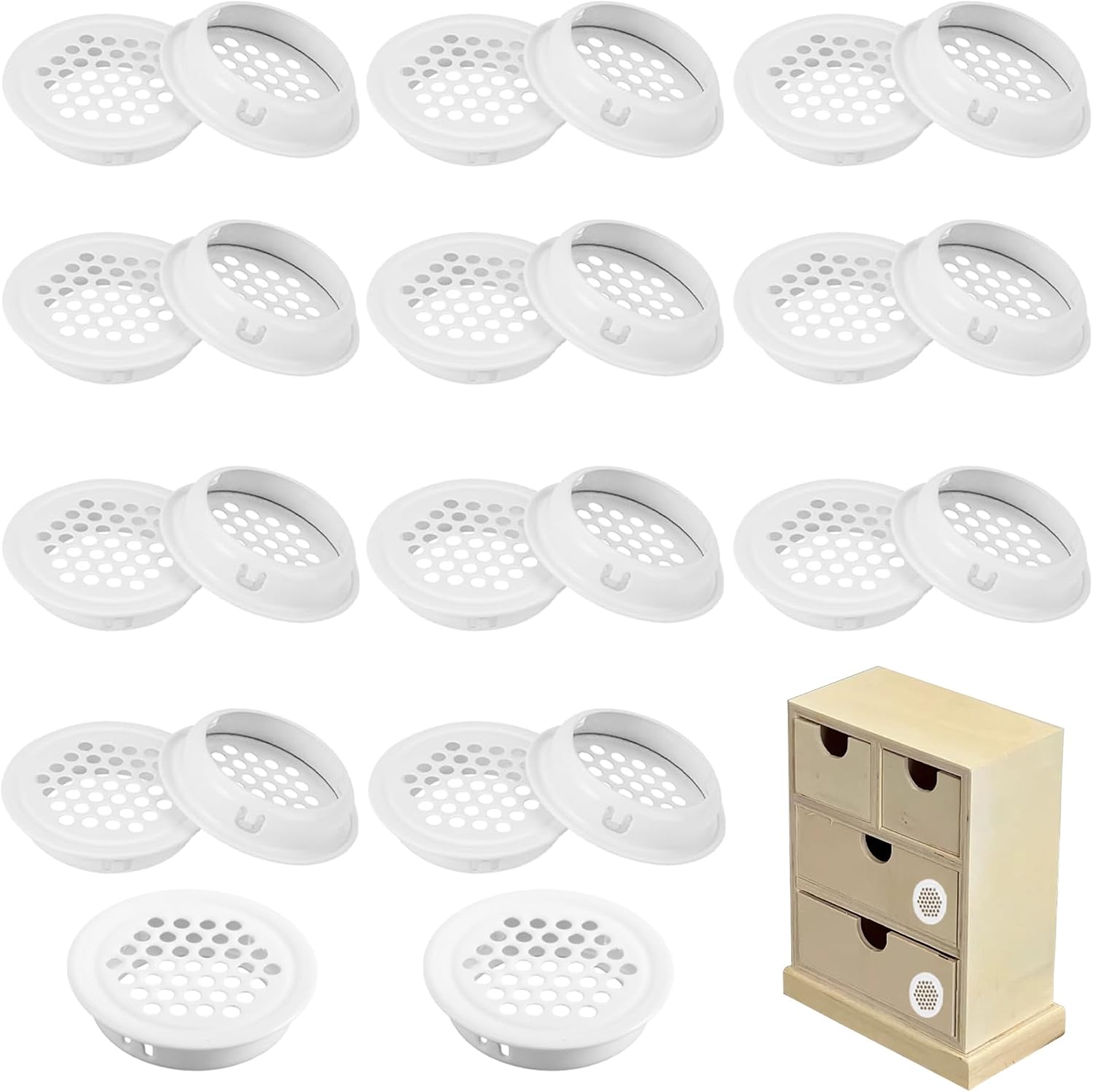 24 Weiße Lüftungsgitter, 35 Mm Edelstahl-lüftungsgitter, Runde Lüftungsgitter Mit Luftlöchern Für Küche, Badezimmer, Schrank, Bibliothek, Kleiderschrank, Weinkeller