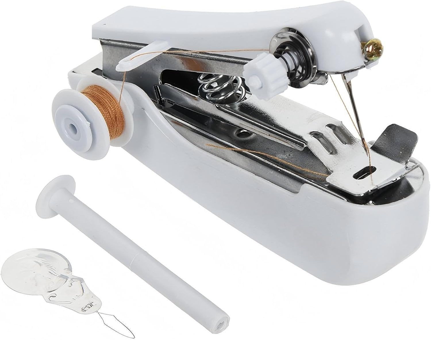 Tragbare Mini-nähmaschine Für Kleidung, Heimwerken, Reisen, Kunst Und Einfach Zu Bedienende Manuelle Nähmaschine (weiß)