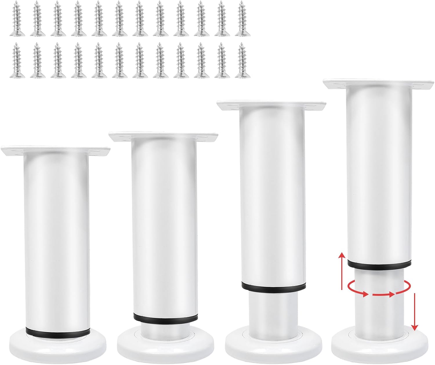 4 Stück Verstellbare Füße Für Metallmöbel, Weiße Metall-couchtischbeine, Füße Für Badezimmermöbel, Füße Für Möbel, Bett, Kleiderschrank, 18–30 Cm