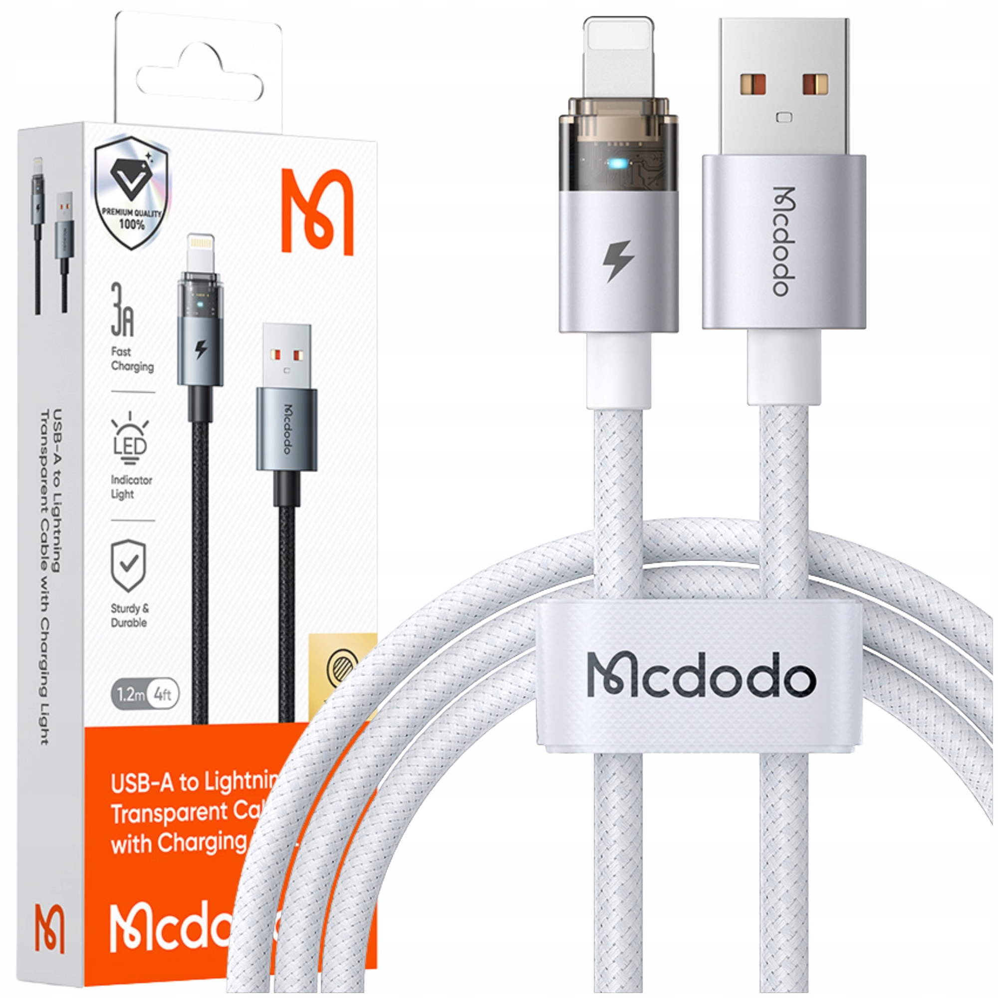 Mcdodo Usb-schnellladekabel Für Iphone Lightning Pd 36w 1m Led Weiß