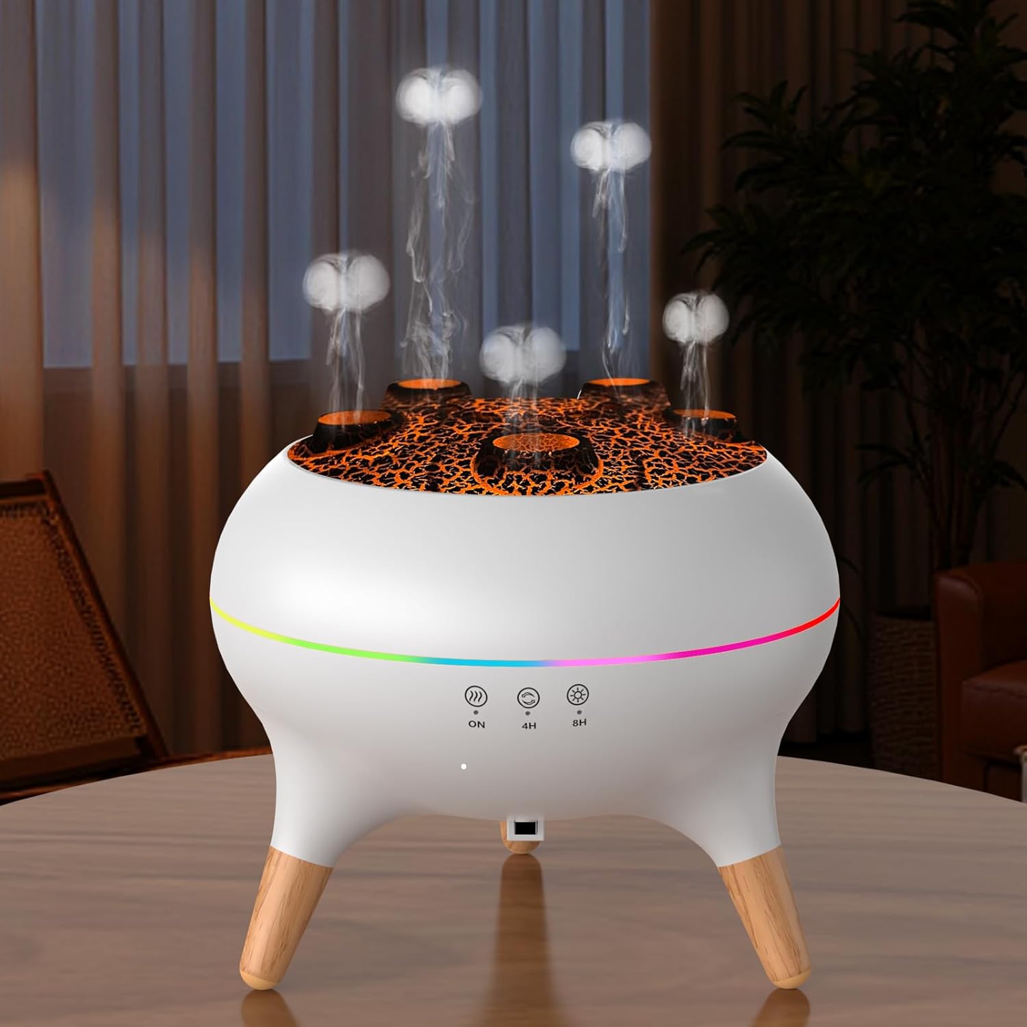 Diffusor Für Ätherische Öle Für Schlafzimmer, 180 Ml Quallennebel, Luftbefeuchter, Aromadiffusor Mit 8 Farbigen Led-lichtern, Timern, Wasserloser Automatischer Abschaltung (v80-weiß).