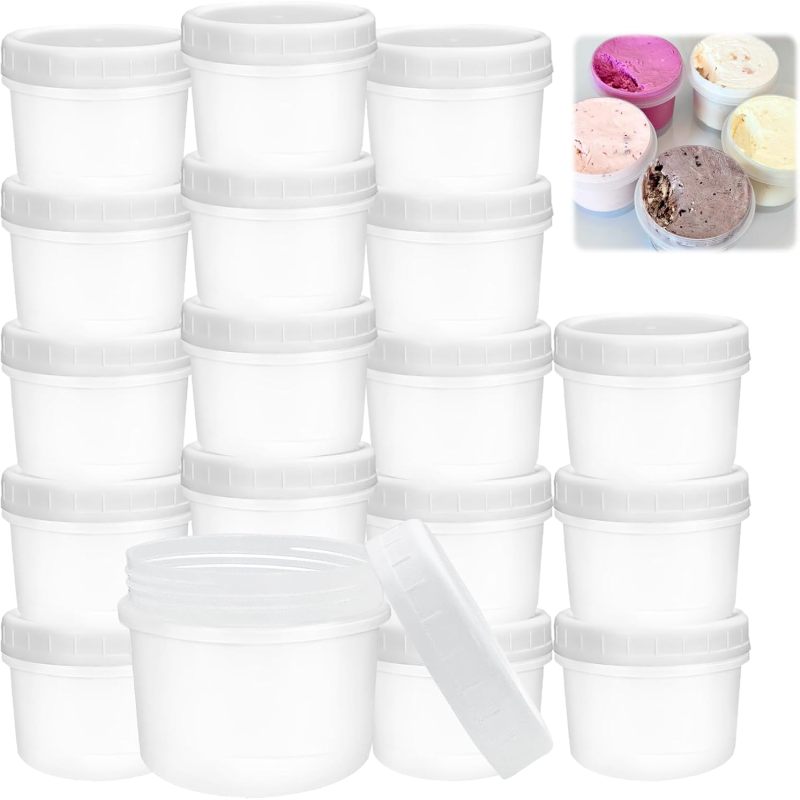 Set Mit 20 Wiederverwendbaren, Bpa-freien, Weißen 160-ml-lebensmittelbehältern Aus Kunststoff Mit Deckel. Ideal Für Joghurt, Soßen, Snacks, Meal Prep Und Auf Reisen.