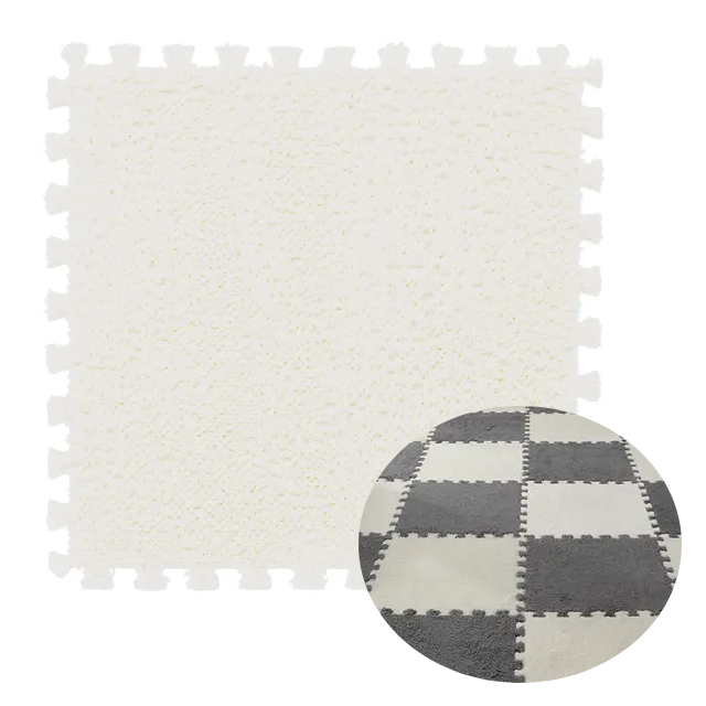 Puzzle-bodenmatte Aus Plüschschaumstoff, Schutzmatte Für Kinder, 30 Cm, Weiß