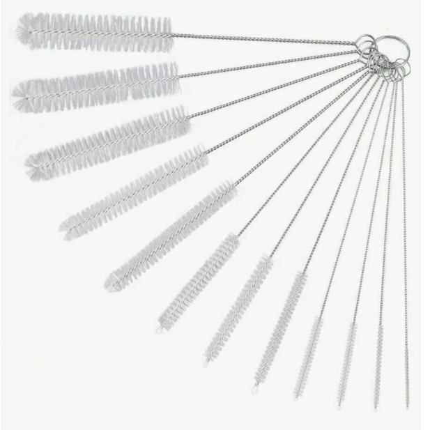 Set Mit 12 Reinigungsbürsten, Reinigungsbürste, Reinigungsbürste Für Tube, Glasflasche, Babyflasche, Wasserkocher Und Tastatur, Nylon-reinigungsbürste Für Flasche, Weiß