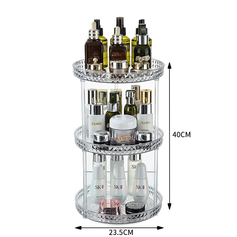 Drehbarer Ablagekorb Für Küche, Gewürze, Obst, Kosmetik Dreistufiges Regal, Kleine Größe (diamantweiß)