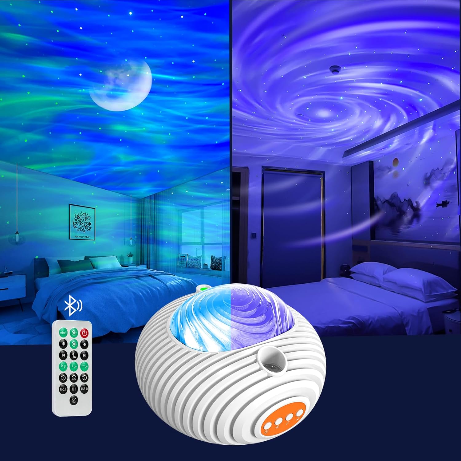 Sternenhimmel-projektor, Galaxien-projektorlampe Mit Doppeleffekt, Nordlichter- Und Milchstraßen-sternenprojektor Mit Bluetooth-lautsprecher, Fernbedienung Und Timer Für Kinder Und Erwachsene