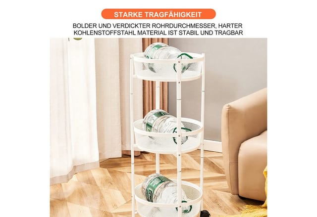 Seven Comfort Faltbares Regal Mit 5 Etagen Aus Metall Mit Rollen - 100 Kg - Für Küche, Badezimmer, Wohnzimmer, Weiß