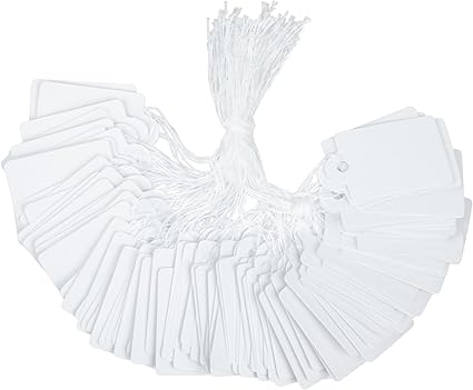 200 Weiße Preisschilder (2,5 Cm) Mit Aufhängekordeln Für Kleidung, Schmuck, Garagen, Zubehör Und Geschenke