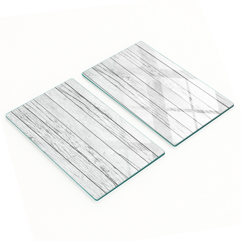 Robuste Und Stilvolle Glasplatten Mit Holzoptik, Weiß, 2 X 30 X 52 Cm