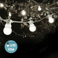 10 M Lange Lichterkette Für Den Außenbereich Mit 10 Warmweißen Leds, Weißem Kabel, Schutzart Ip44, Für Veranstaltungen Und Innendekoration - Ulisem