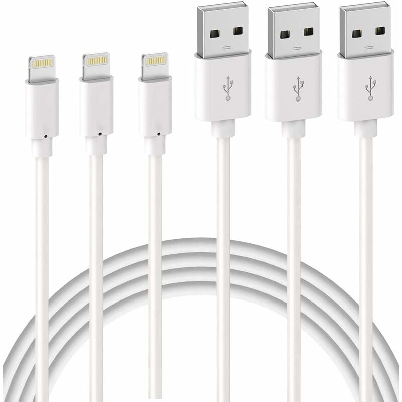 3er-pack Iphone-ladekabel 2 M 【mfi-zertifiziert】 Lightning Wire Schnellladung Für Iphone 11 Pro Xs Max Xr X 8 7 6s 6 Plus 5 Se Ipad, Weißes Kabel