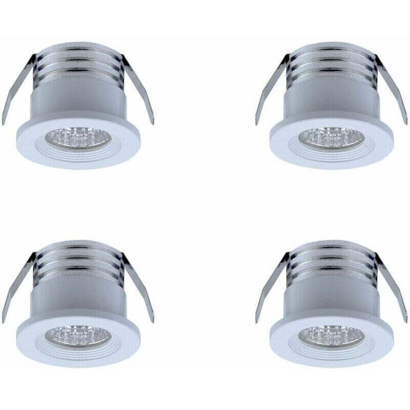 Mini-led-einbaustrahler (3 W), Warmweiß (3000 K), Aluminium Und Glas, Abstrahlwinkel 20–30°, Schutzart Ip22, 4er-pack, Für Den Innenbereich – Ulisem
