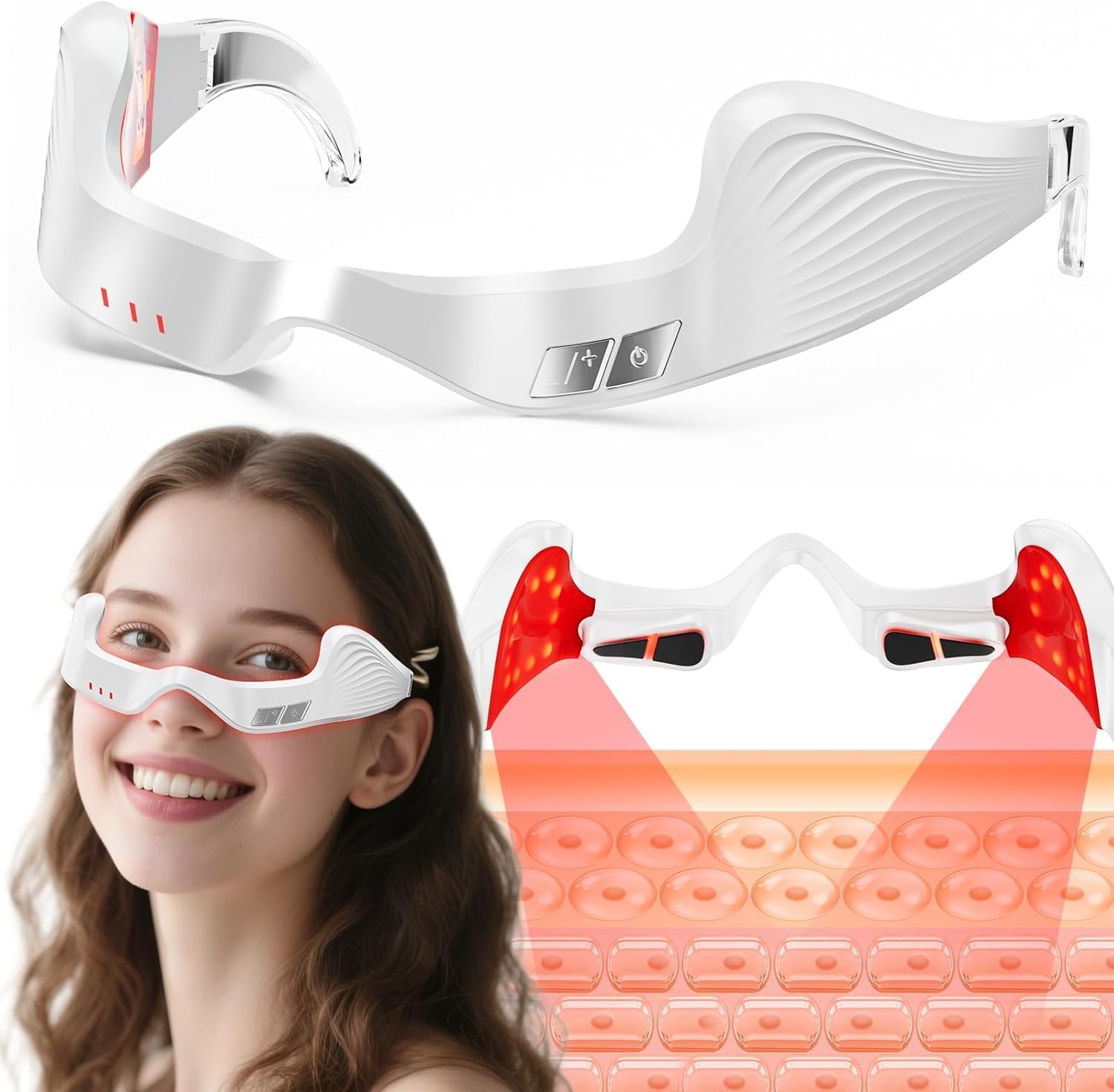 Rotlichttherapiegerät Zur Augenmassage, Rotlichttherapiebrille, Rotlicht-augenmaske Zur Behandlung Von Tränensäcken Und Augenringen