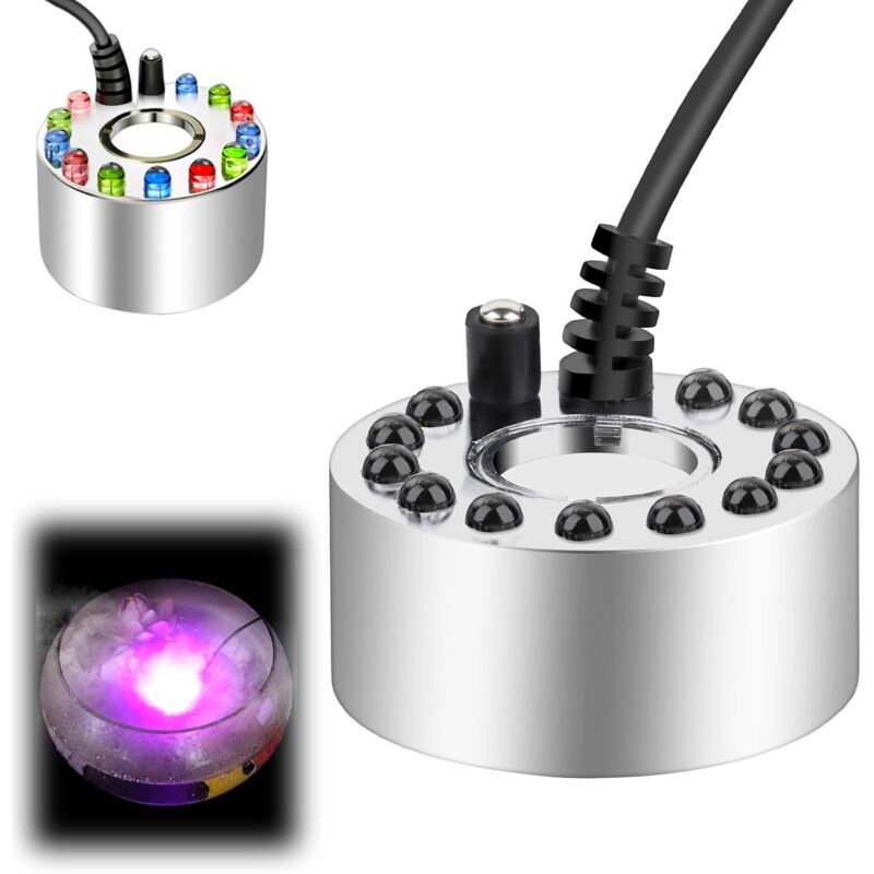 Kompaktes Ultraschall-nebelsystem Mit 12 Farbigen Leds, Dichtem Nebel, Inklusive Transformator – Ideal Für Springbrunnen Und Zierteiche