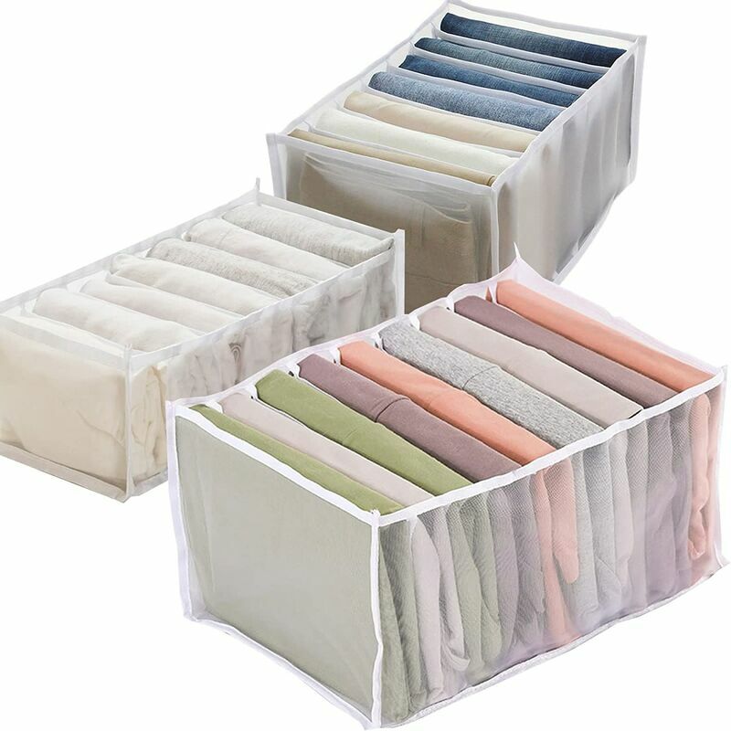 3-teiliger Schubladen-organizer, Pliab Fit-aufbewahrungsbox, Jeans-organizer Mit 7 Fächern, Gig-schubladenteiler Mit 7 Fächern, T-shirt-organizer Mit 9 Fächern – Weiß
