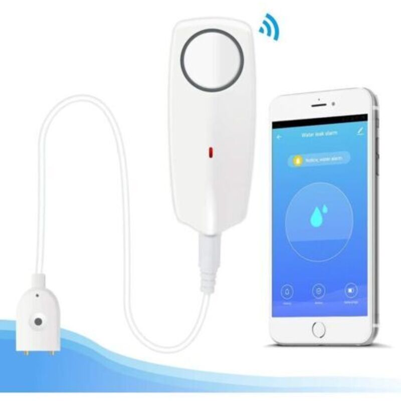 Kabelloser Wasserleckmelder, Weiß, Mit Akustischem Und Optischem Alarm, Smartphone-push-benachrichtigungen – Ulisem