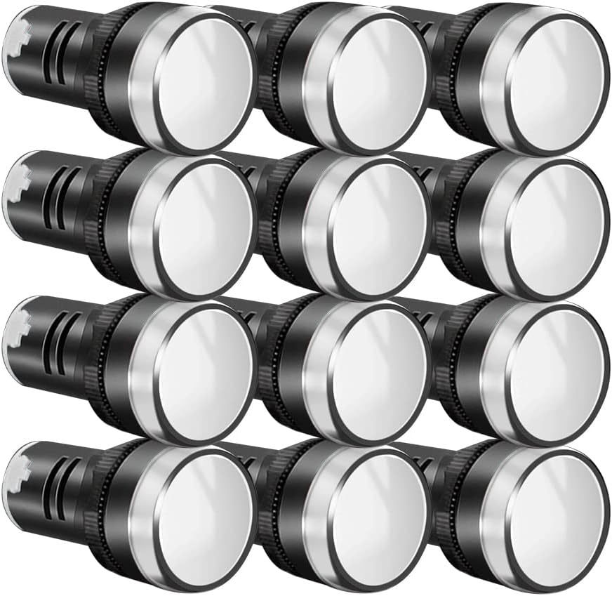 Satz Von 12 Stromanzeigen Led 22 Mm 220 V-380 V Ac/20 Ma, Led-pilotensignalplatte, Led-blinkenlicht, Weiß