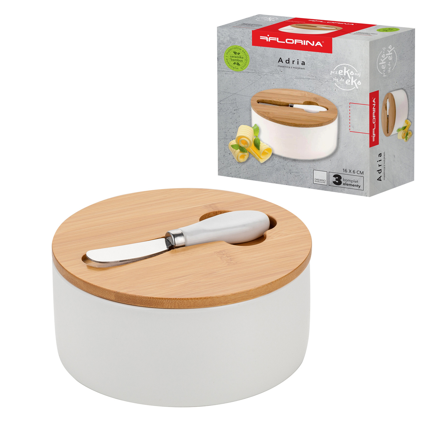 Butterdose Mit Bambusdeckel Und Messer Florina Adria 16x6 Cm