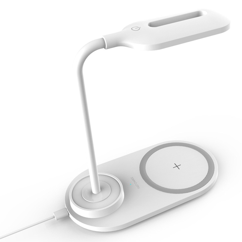 Schreibtischlampe Mit Kabellosem Smartphone-ladegerät, Augenschonendem Nachtlicht (25 Cm)