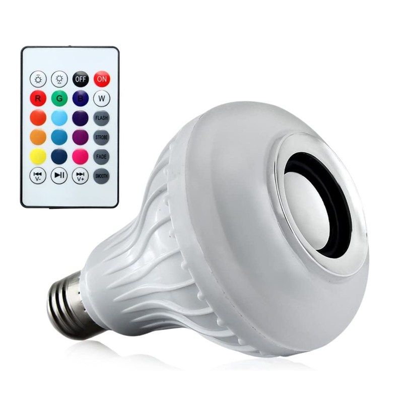 Kabelloser Bluetooth-lautsprecher Mit Rgb-led-lampe, E27-fassung Und App-steuerung (weiß)