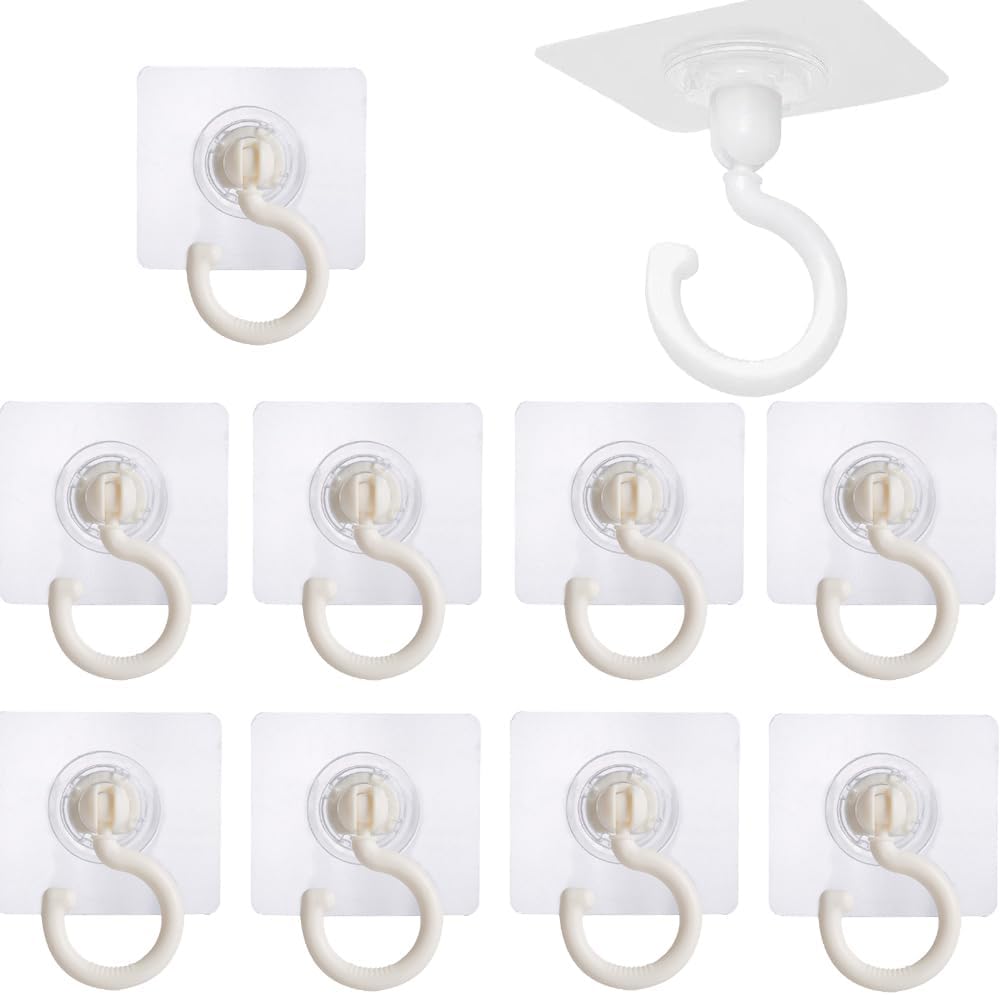 10er-pack Klebehaken, Um 360° Drehbar, Ohne Bohren, Weiße, Wasserdichte Handtuchhaken Für Badezimmer, Küche, Büro Oder Schlafzimmer.
