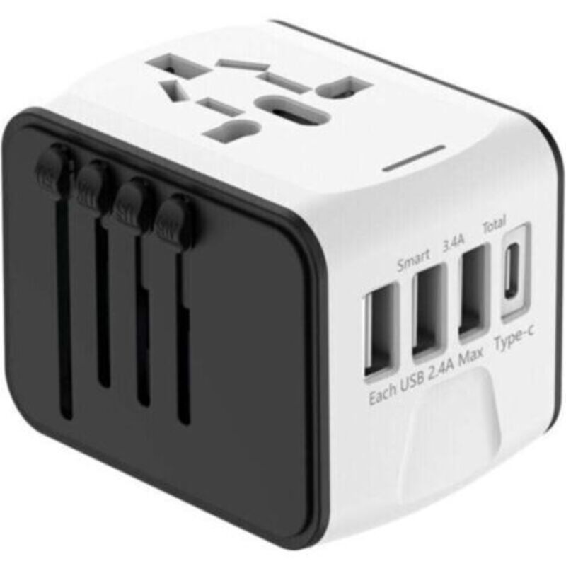 Universeller Reiseadapter Mit 4 Usb- Und Usb-c-anschlüssen, 1500 W, Kompatibel Mit Frankreich, Usa, Großbritannien, Eu, Australien, China Und Japan – Ulisem