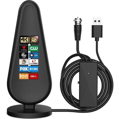 Digitale Hdtv-zimmerantenne Mit Signalverstärker, Tv-antenne Für Smart-tvs, 4k 1080p, Kostenlose Lokale Sender, Kompatibel Mit Allen Fernsehern Mit 5,5 M Koaxialkabel