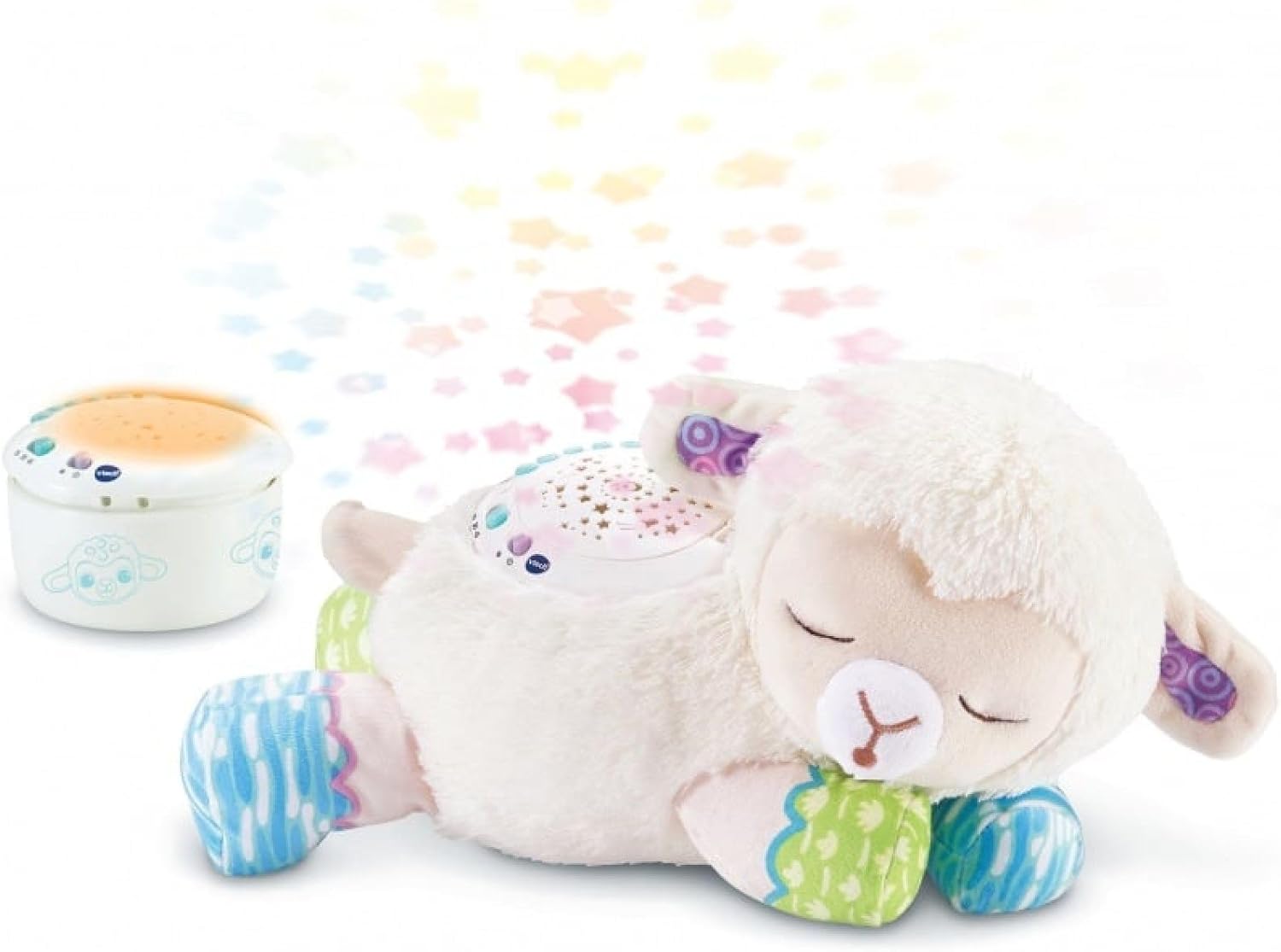 Sheep Lumi Sternennacht 3 In 1, Beruhigendes Plüschtier, Baby-musical-nachtlicht, Deckenlichtprojektion, Sanfte Musik, Weißes Rauschen, Baby-geschenk – Französischer Inhalt