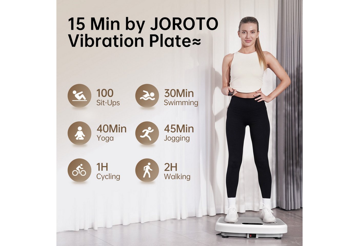 Vibrationsplatte - Joroto - Jv35g - 99 Intensitätsstufen - 5 Voreingestellte Programme - Kabellose Fernbedienung Bild 2