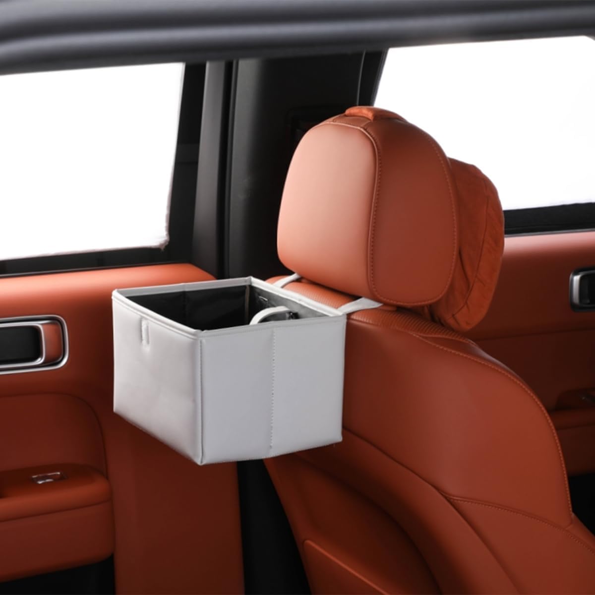 Auslaufsicherer Auto-mülleimer, Universeller Hängender Auto-müllbeutel, Mehrzweck-organizer Für Outdoor-reisen, Zusammenklappbarer Mülleimer Für Lkw, Suv, Zuhause, Büro (weiß)