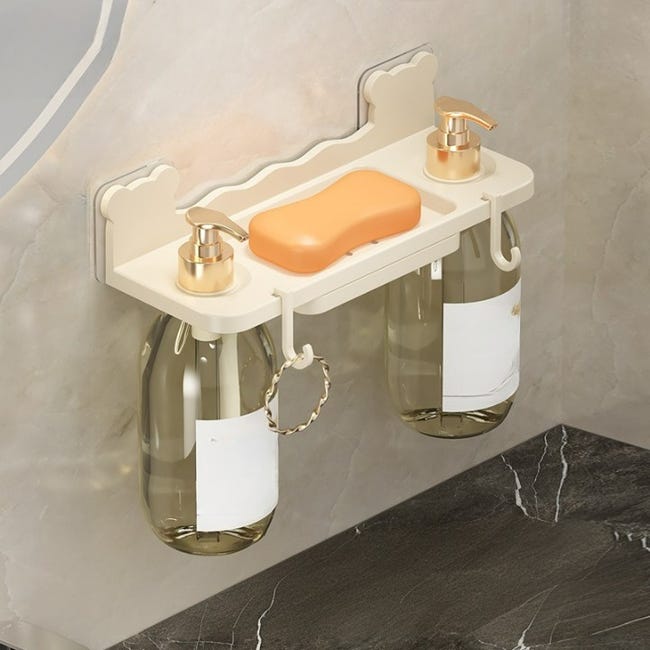 2er-set Wandregal Für Seifen- Und Duschgelflaschen Im Badezimmer + Haken4 Milchig Weiß 259,45,7 Cm