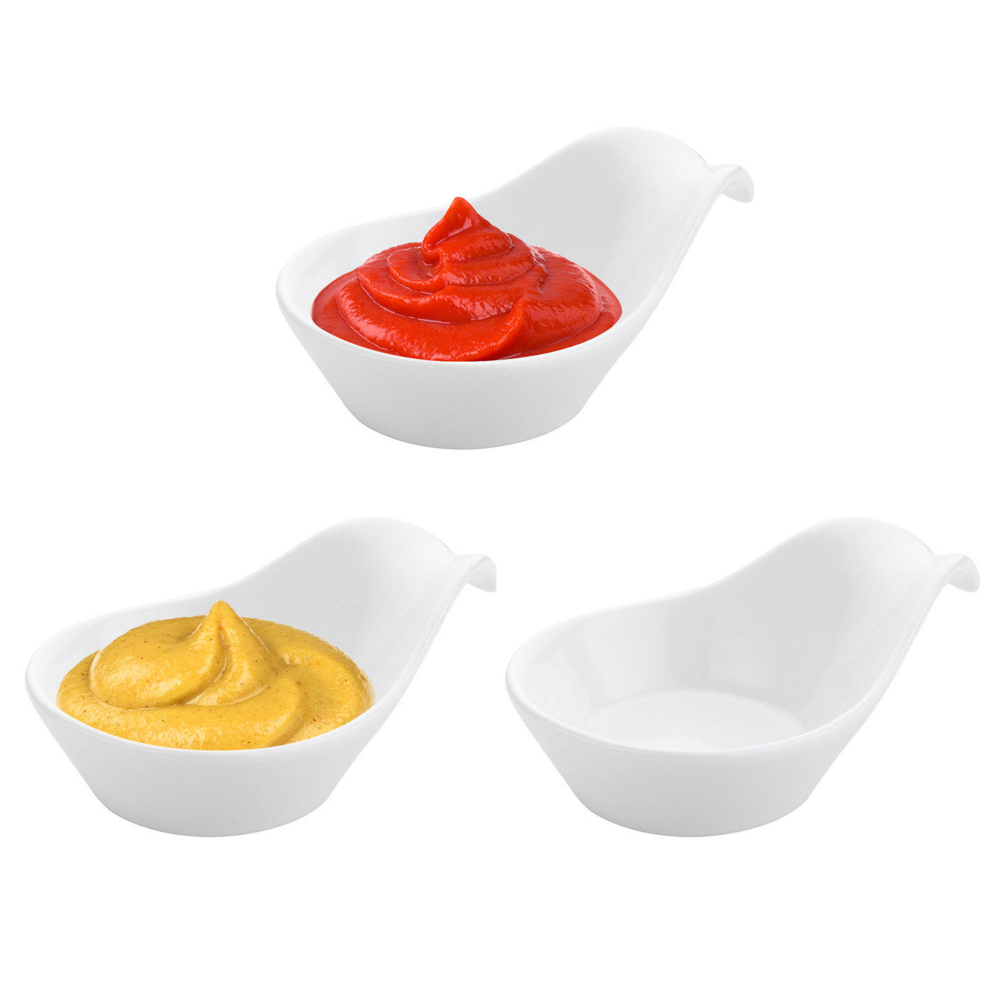 Set Aus 3 Porzellan-dipschalen Mit Griffen, Florina Alta, 12,7 X 8,9 X 4,7 Cm