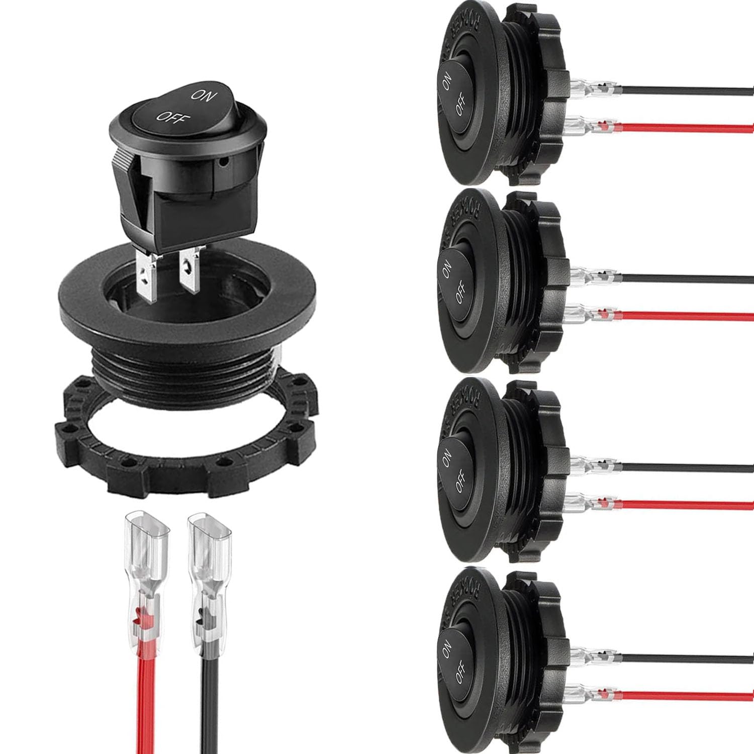 5 Stück 12v 10a Rund-wippschalter, Wippschalter, Ein/aus-wippschalter, 12v 2-pin Kfz-schalter-wipptasten Mit Gehäuse