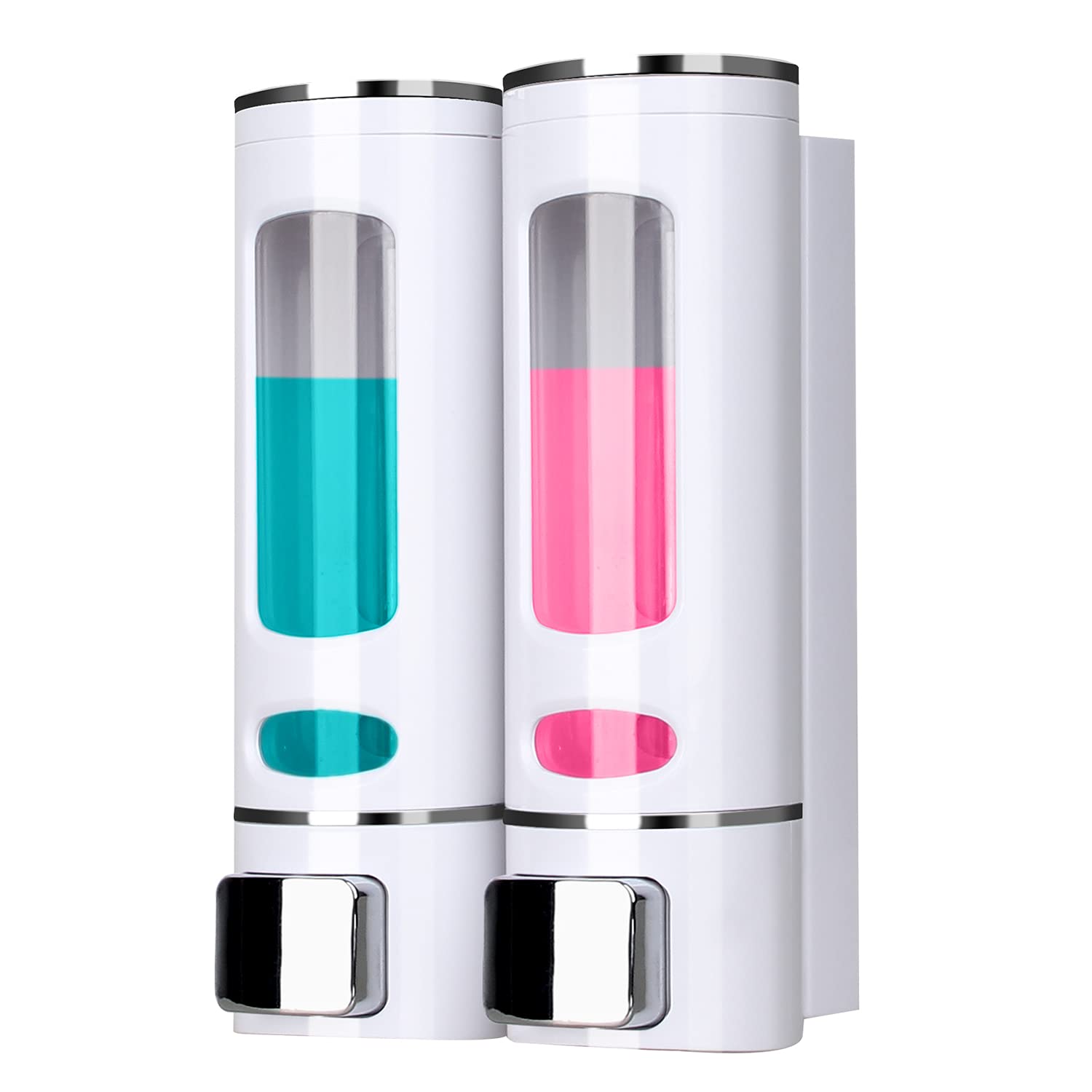 Wandmontierter Seifenspender, 400 Ml Duschseifenspender, Flüssigseifenspender, Auslaufsicher, Geeignet Für Shampoo, Duschgel, Flüssigseife, Spülung (weiß 2x)