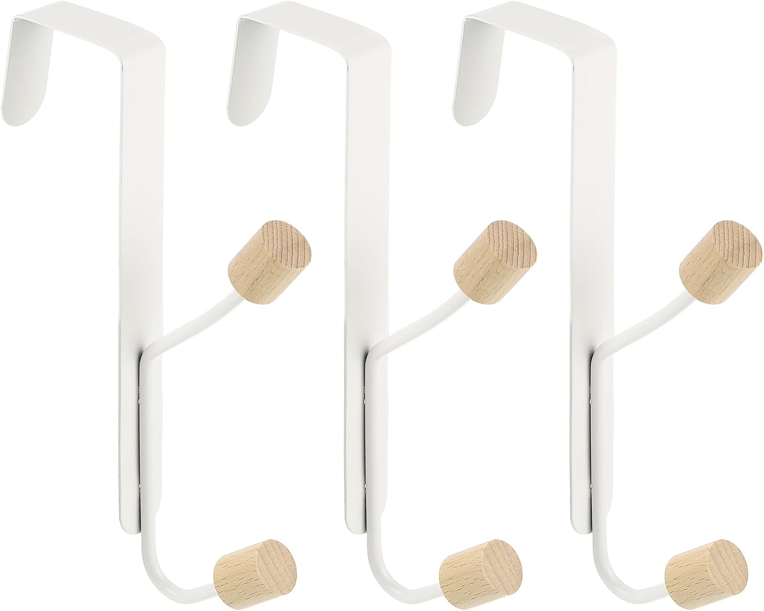 Türhaken, 5er-pack Doppelhaken, Türhaken Aus Holz, Handtuchhaken Für Schlafzimmer, Badezimmer, Küche