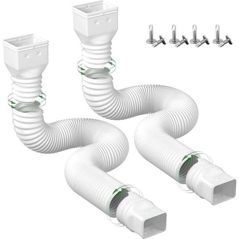 Set Mit 2 Flexiblen Dachrinnenverlängerungen (53–152 Cm), Universeller Regenwasserumleitung, Weiß