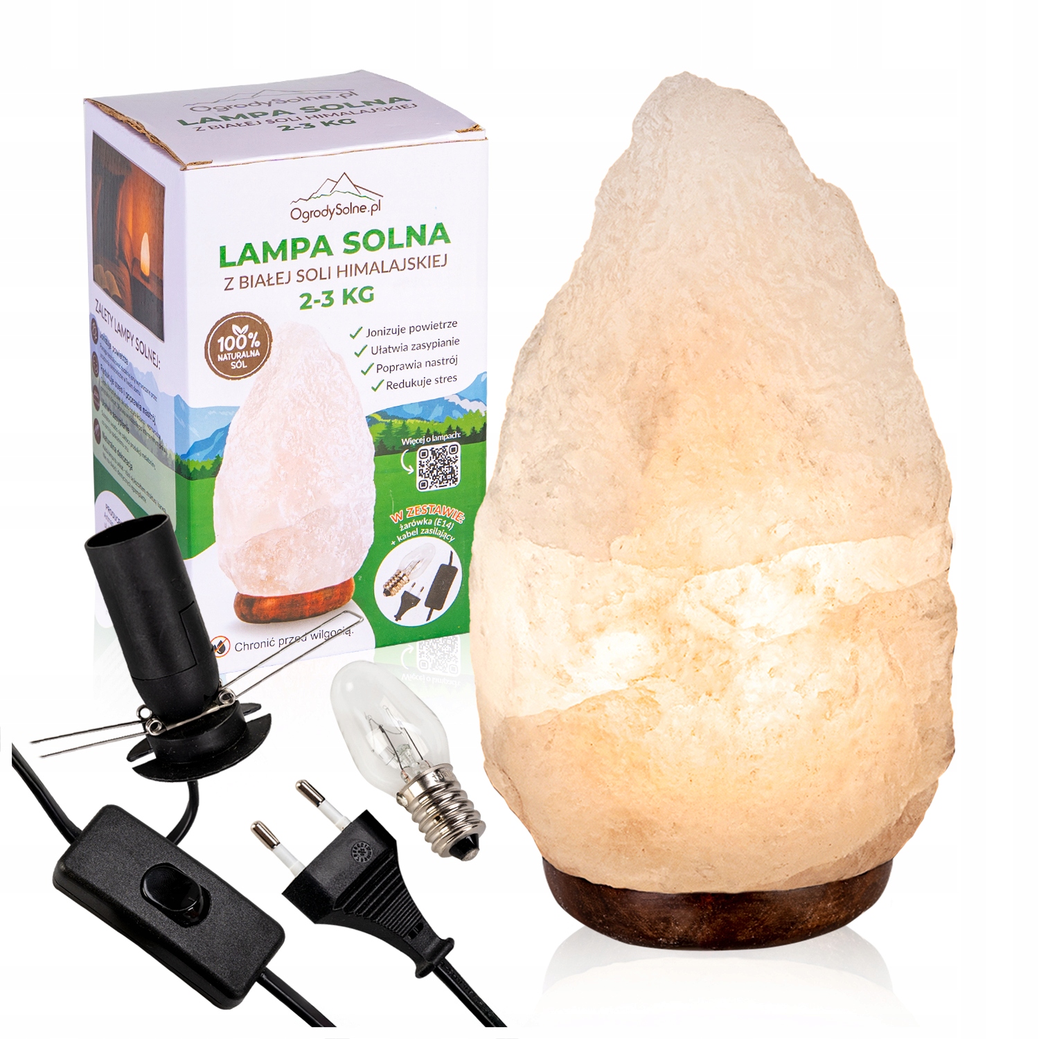 Salzkristalllampe 2-3 Kg Weiß - Natürliches Himalaya-salz - Luftionisator