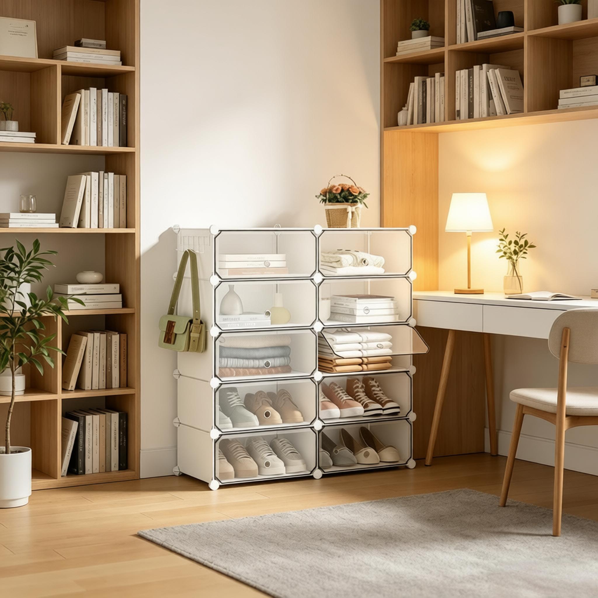 Modulares Schuhgestell, Schuhregal, Bücherregal, Spielzeugorganizer, Kleiderschrank, Badezimmereinheit (inkl. Schuhgestell)