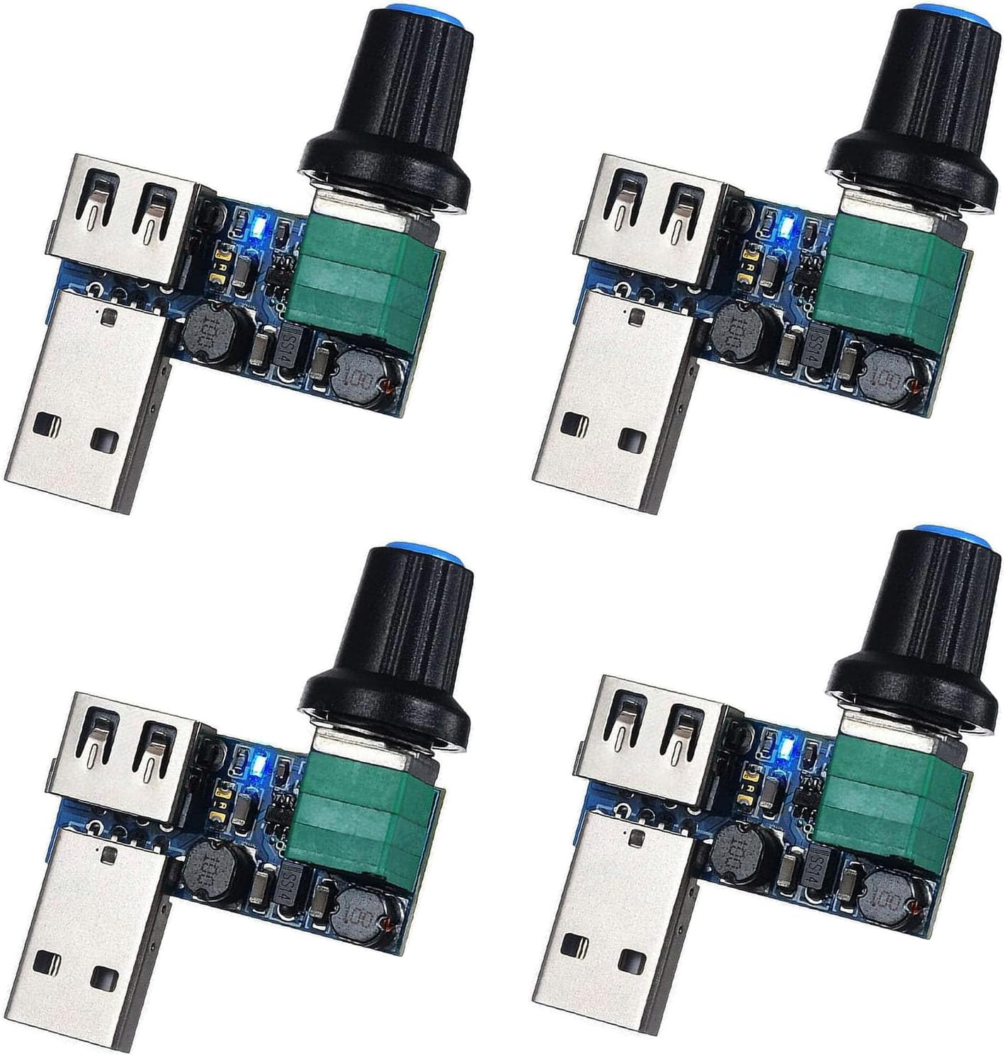 4-teiliger Usb-lüfterdrehzahlregler, Dc 5v Mini-usb-lüfterdrehzahlregler, Dc 5v-12v Auf 2,5-7,5v Usb Mit Geschwindigkeitsschalter
