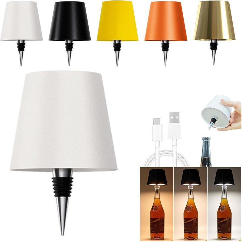 Kabellose Weinflaschenlampe, 3 Lichttemperaturen, Wiederaufladbar, Mit Stöpsel (weiß/warm/neutral)